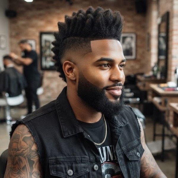Burst Fade Mohawk with Beard
