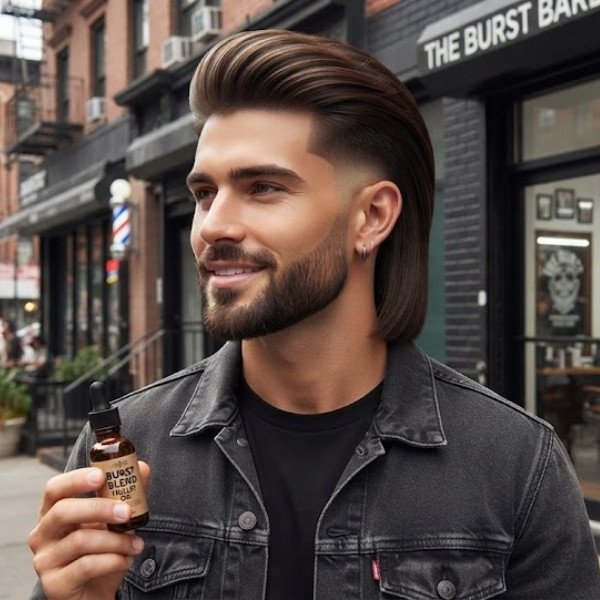 Burst Fade Mullet Straight Hair