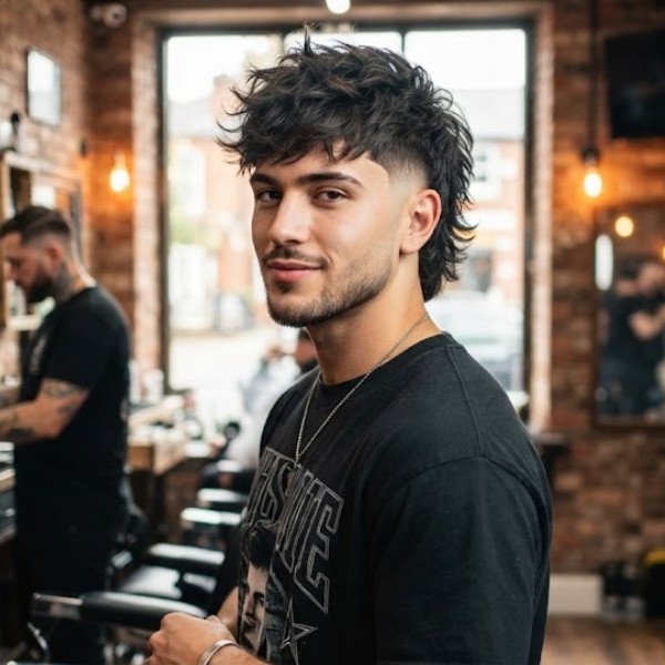 Burst Fade Mullet V Cut