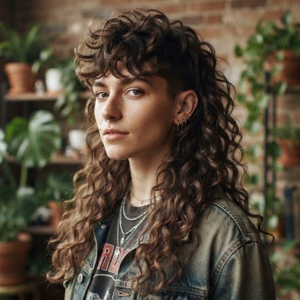 Long Curly Mullet