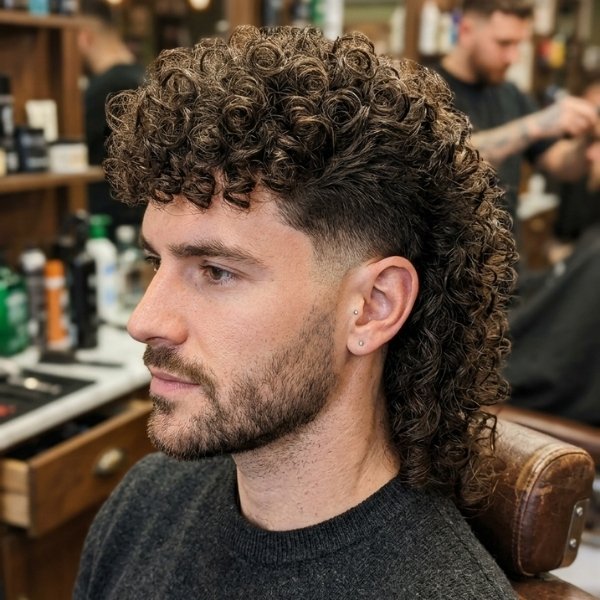 Mid Taper Curly Mullet