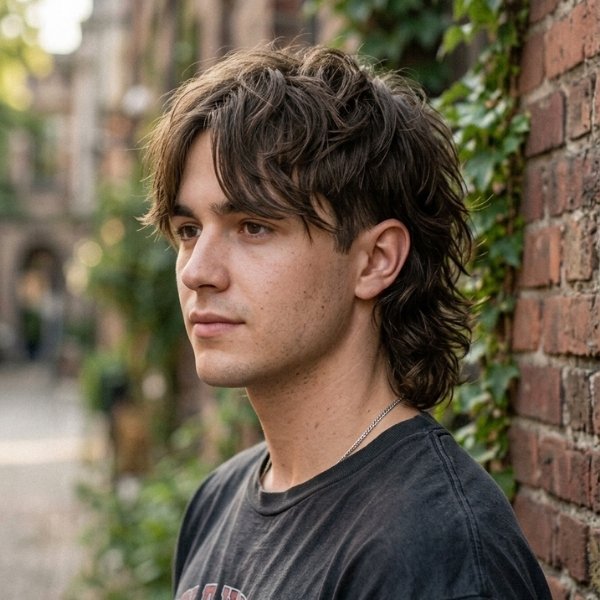 Middle-Part Shaggy Mullet