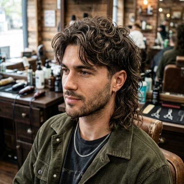 Middle-Part Textured Mullet
