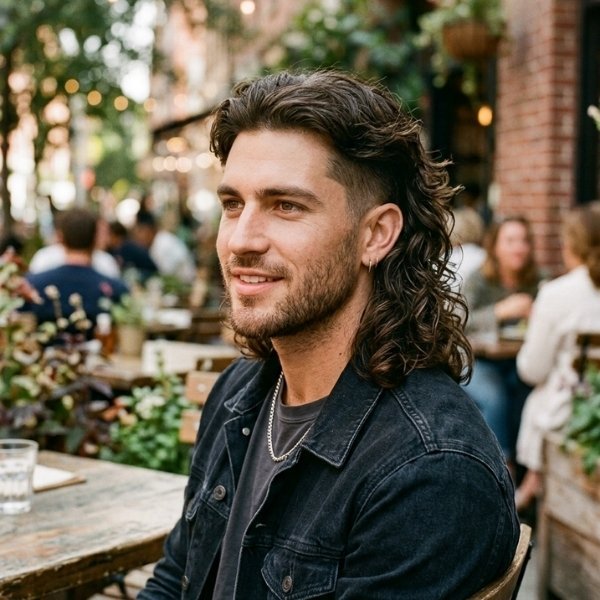 Middle-Part Wavy Mullet