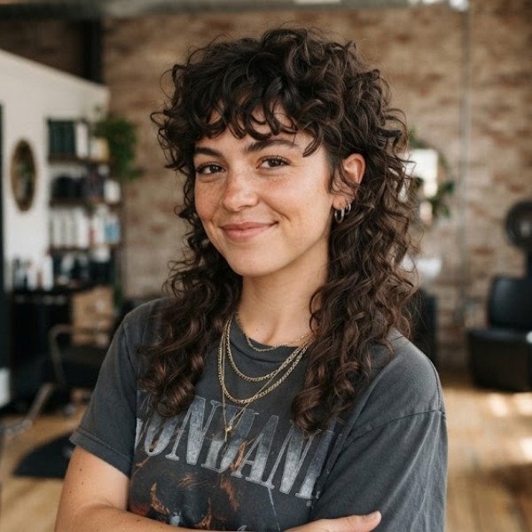 Permed Curly Mullet