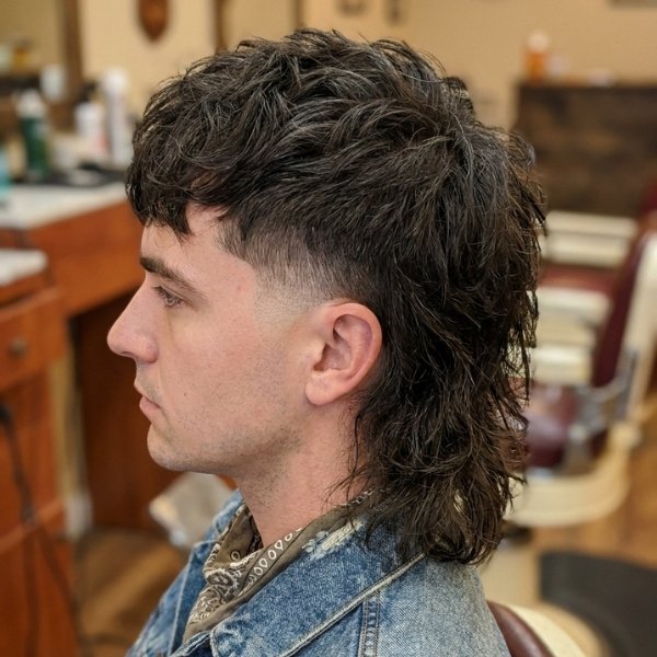 Shaggy Burst Fade Mullet